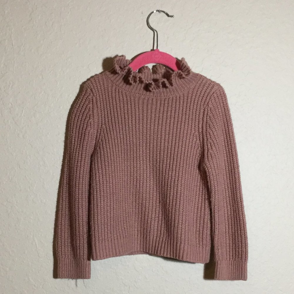 GB Girls Dusty Rose Knit Ruffled Mock Turtleneck